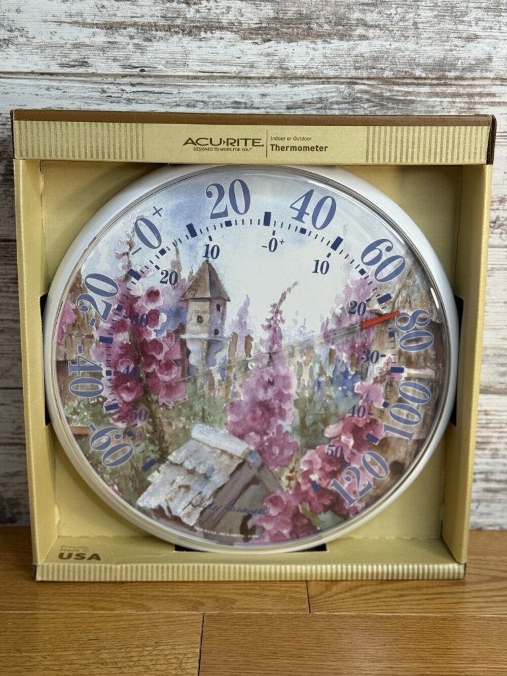 ACURITE indoor Outdoor Thermometer Floral Scen By Judy Buswell NEW IN BOX *Read